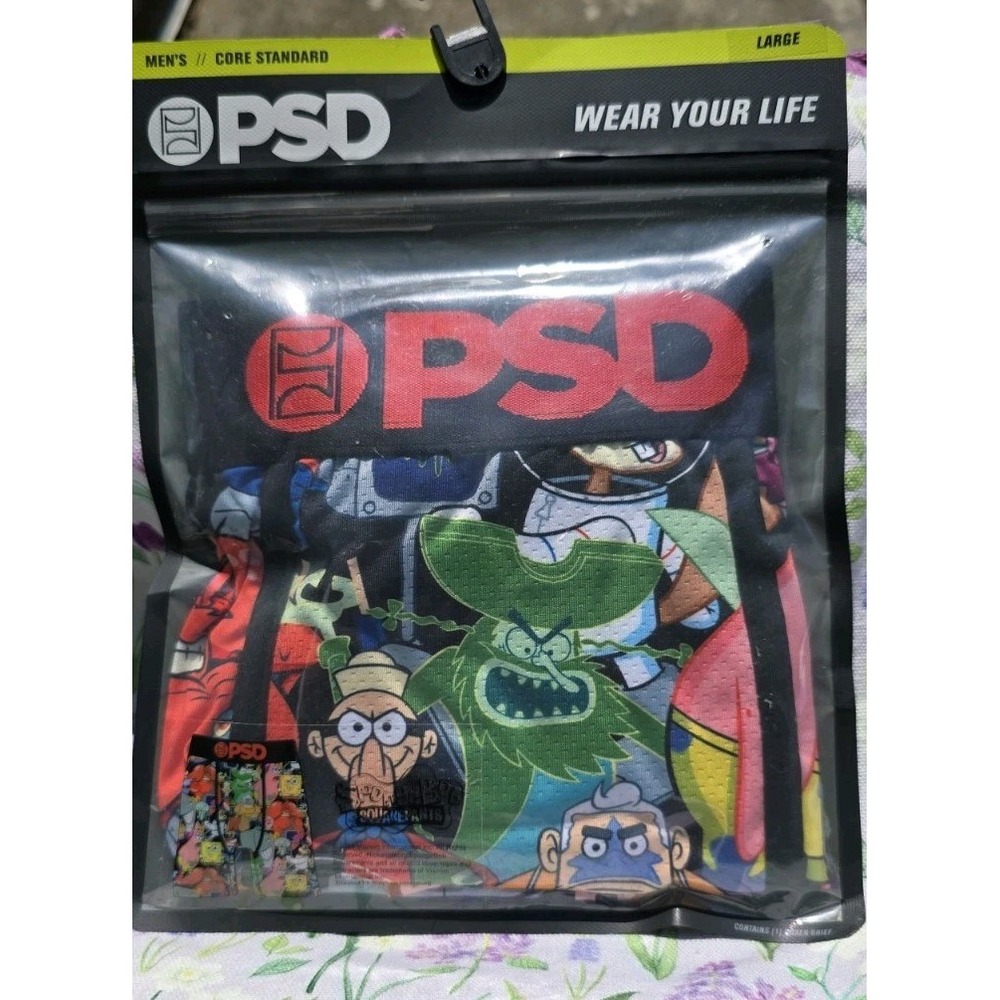 PSD Men's‎ SB SquarePants Boxer Briefs - Breathable and Supportive Underwear LG